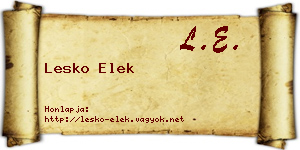 Lesko Elek névjegykártya